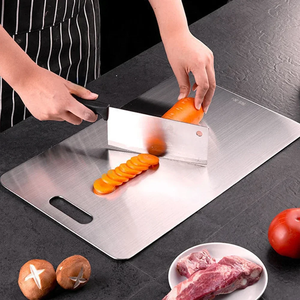 Stainless Steel Panel and Chopping Board Kitchen Household Thickened Double Sided Cutting Board Block Kneading Dough Board NEW - Image 2