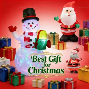 1pc Christmas Decoration Inflatable Toy Gift Snowman Penguin Built-in LED Lights Indoor Outdoor New Year Party DIY Garden Decor