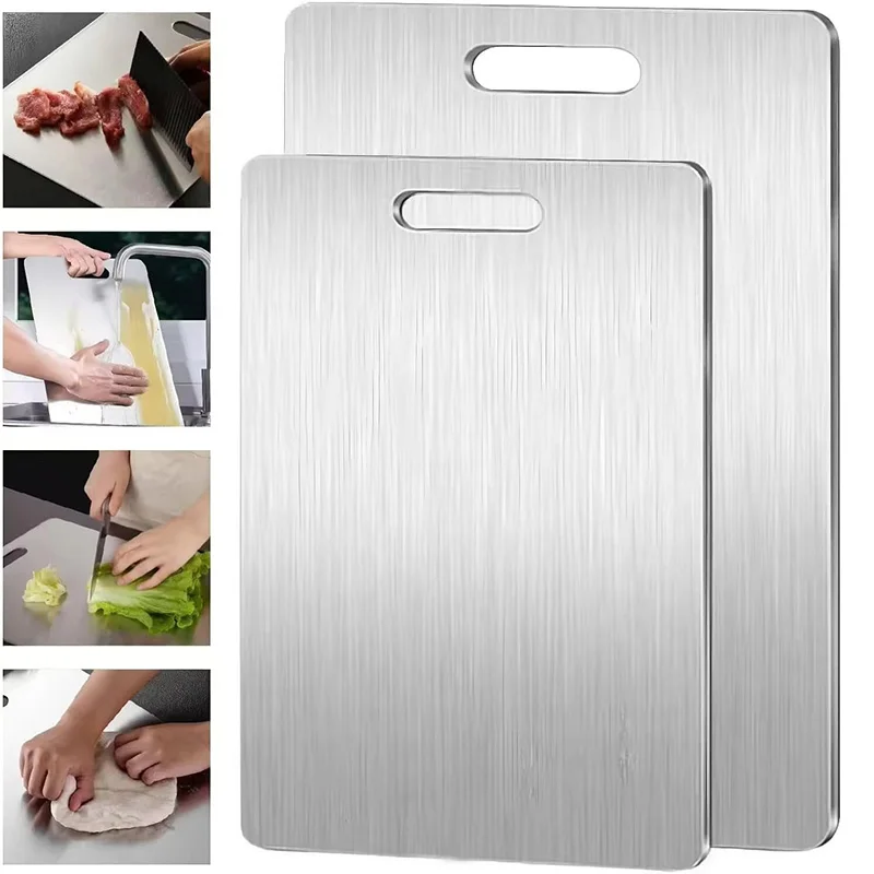 Stainless Steel Panel and Chopping Board Kitchen Household Thickened Double Sided Cutting Board Block Kneading Dough Board NEW